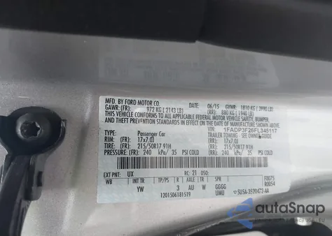2015 Ford Focus Se from USA, damaged, VIN 1FADP3F26FL345117